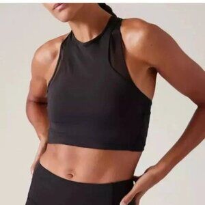Athleta Conscious Crop Mesh Sports Bra Black Cups D-DD Women's Small